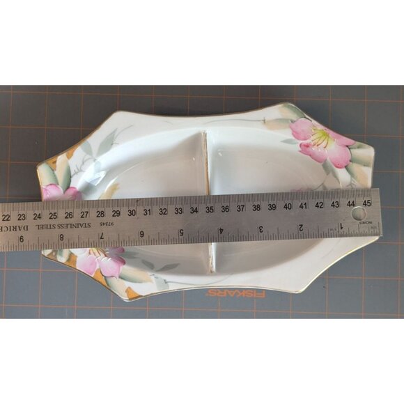 Noritake Azalea 2-Part & oval Relish Dish 8 1/4" Porcelain Floral - Picture 13 of 16